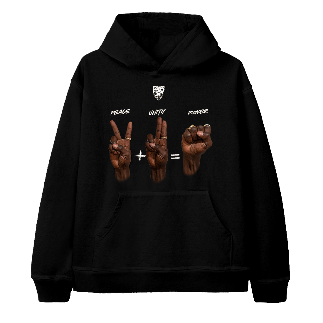 Peace + Unity = Power Hoodie front